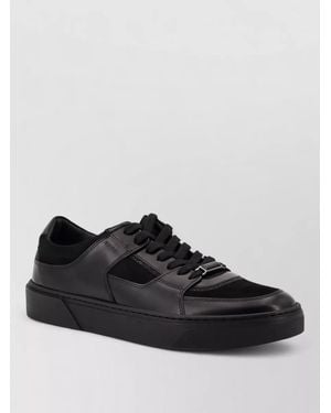 BOSS Leather Low Top Sneakers Rhinestone Accents - Black