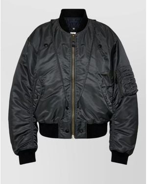 Maison Margiela Cropped Nylon Bomber Jacket Casual Style - Black