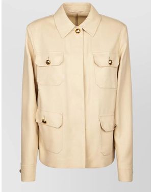 Max Mara Cotton Single Breasted Coat - Natural