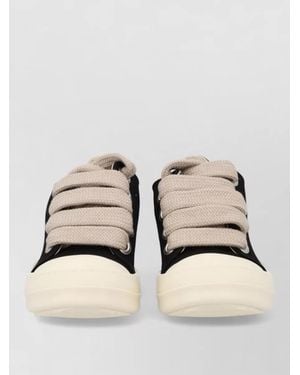 Rick Owens Cotton Low-Top Lace-Up Trainers - Natural