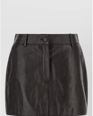P.A.R.O.S.H. Lamb Leather Mini Fitted Skirt - Black
