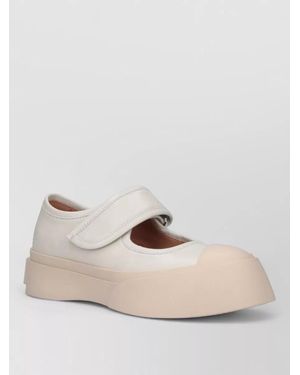 Marni Leather Mary Jane Ballerina Flats - Natural