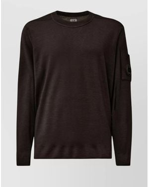 C.P. Company Merino Crew Neck Sweater With Arm Pocket - Black