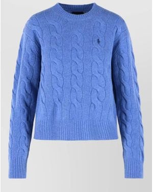Polo Ralph Lauren Cashmere Wool Cable Knit Crew Neck Jumper - Blue