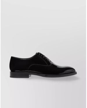 Brunello Cucinelli Shiny Leather Oxford Shoes - Black