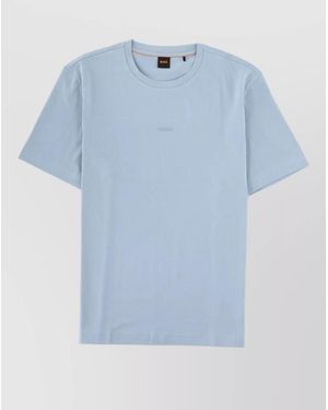 BOSS Straight Cut Crew Neck Short Sleeve Shirt - Blue