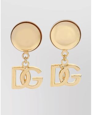 Dolce & Gabbana Dg Clips Brass Half-Moon Stud Earrings - Natural