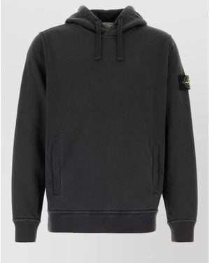 Stone Island Cotton Hooded Sweatshirt Regular Fit Pockets - Grey