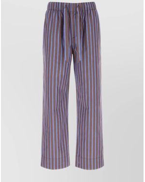 Tekla Striped Poplin Trousers Elastic Waistband - Purple