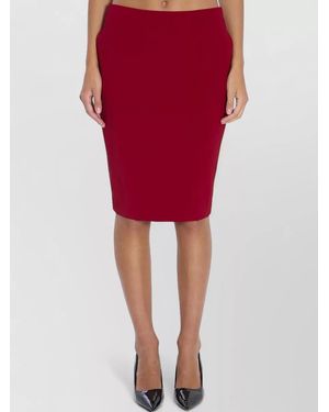 Saint Laurent Satin Pencil Skirt Mid Rise Waist - Red