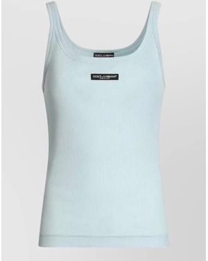 Dolce & Gabbana Ribbed Knit Tank Top Sleeveless Design - Blue
