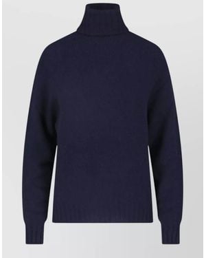 Ma'ry'ya Turtleneck Jumper Long Sleeves Ribbed Trims - Blue