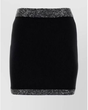 Miu Miu Ribbed Wool-Blend Mini Skirt - Black