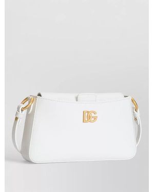 Dolce & Gabbana Calfskin Phone Shoulder Bag Brass Detail - White