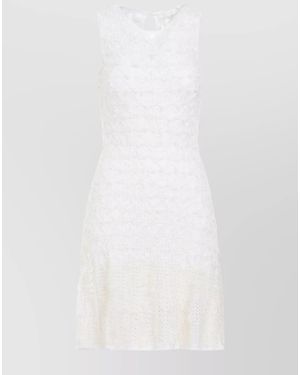Chloé Silk Cashmere Knee-Length Dress - White