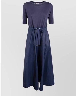 Herno Midlength Dress Drawstring Detail Elastic Waist - Blue