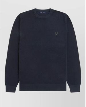 Fred Perry Logo Crew Neck Long Sleeve Top - Blue