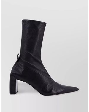 Jil Sander Block Heel Leather Ankle Boots - Black