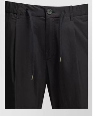 Herno Cotton Trousers Elastic Waistband Back Pocket - Black