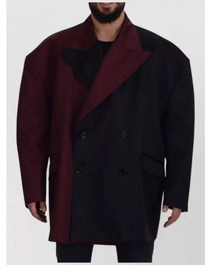 Dolce & Gabbana Double Breasted Long Sleeve Wool Jacket - Blue