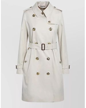 Burberry Jacket Epaulettes Storm Flap Tailored Design - Natural