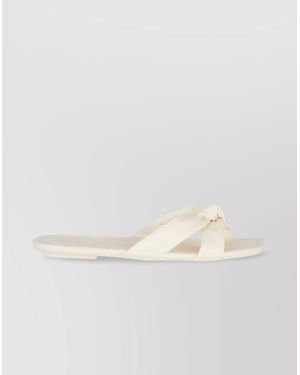 Stuart Weitzman Flat Sole Knot Detail Open Toe Slippers - Natural