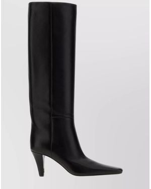 Saint Laurent Knee Length Stiletto Heel Pointed Toe Boots - Black