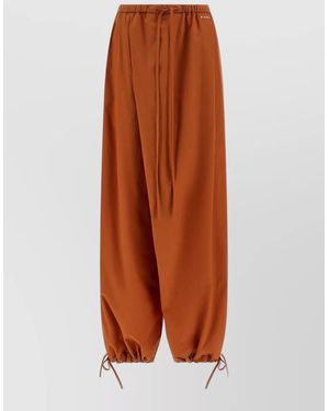Marni Tailored Pants Featuring Diagonal Draped Design - Orange