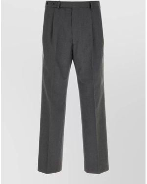 Prada Wool Blend Pants With Pleats And Pockets - Gray