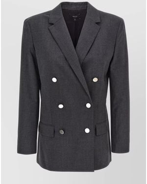 Theory Tailored Jacket With Button Detailing And Structured Shoulders - Black