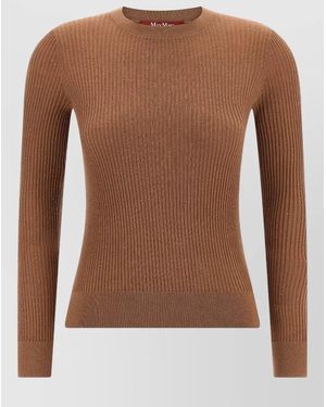 Max Mara Marabu Crew Neck Glitter Long Sleeve Sweater - Brown