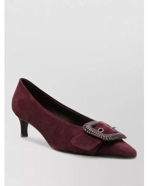 Roberto Festa Suede Pointed-Toe Kitten-Heel Court Shoes - Purple
