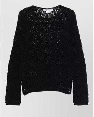 Comme des Garçons Sheer Crewneck Jumper Long Sleeves Textured - Black