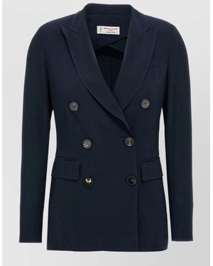 Alberto Biani Tailored Blazer Double Breasted Notch Lapels - Blue