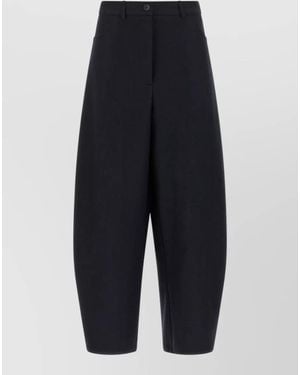 Nude Cropped Barrel-Leg Tailored Pants - Blue