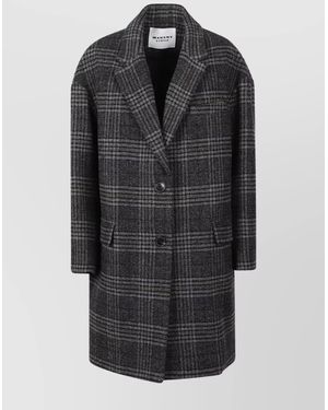 Isabel Marant Limiza Wool Coat Checked Pattern - Black