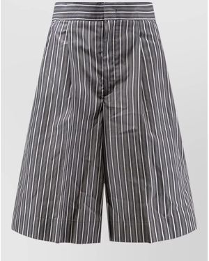 Soeur Striped Cotton Bermuda Shorts Tailored Cut - Grey
