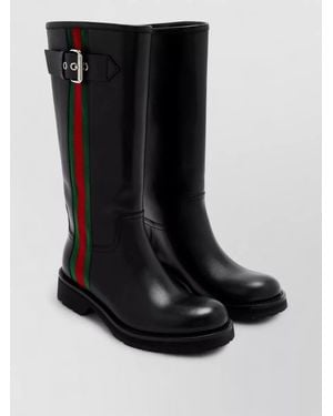 Gucci Kate Boot Block Heel Buckle Knee - Black