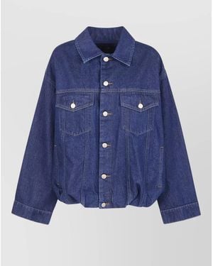 7 For All Mankind Denim Gathered Oversized Jacket - Blue