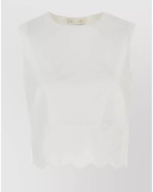Patou Cropped Poplin Blouse - White