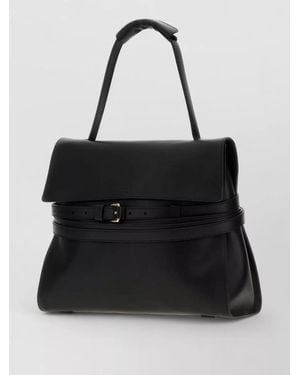 Moschino Medium Tie Me Leather Handbag Top Handle - Black