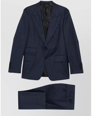 Tom Ford Shelton Wool Suit Single Breasted Notch Lapel - Blue
