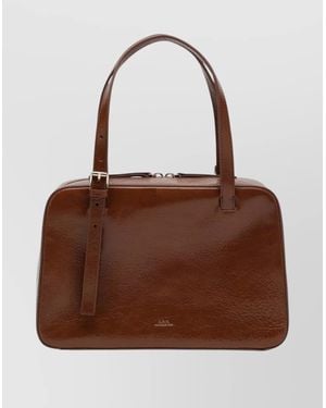A.P.C. Virginia Leather Box Shoulder Bag - Brown