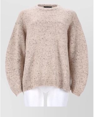 Fabiana Filippi Knit Top Dropped Shoulders Ribbed Cuffs Hem - Natural