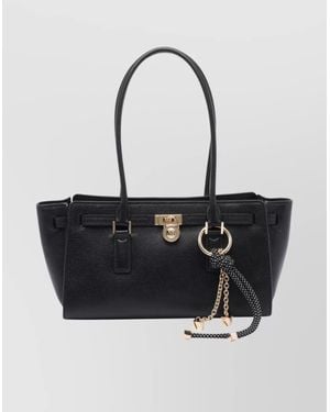 MICHAEL Michael Kors Structured Leather Shoulder Bag Charm - Black