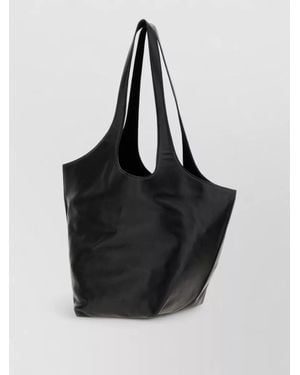 The Attico Large Leather La Scoop Shoulder Tote Bag - Black