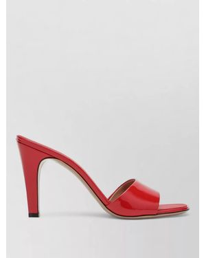 Ferragamo Patent Open Toe Mules Footwear - Red