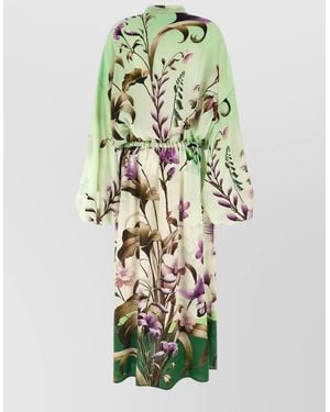 F.R.S For Restless Sleepers Cenide Dress Drawstring Waist Floral Print - Green