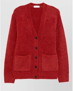 Dries Van Noten Alpaca-Blend Oversized V-Neck Cardigan - Red