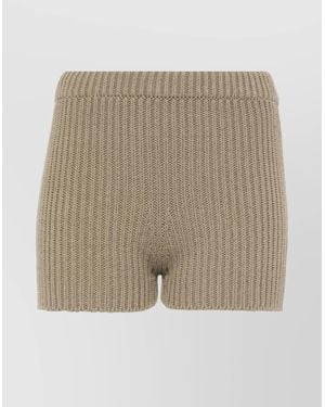 Max Mara Cotton High-Rise Fishermans Knit Shorts - Natural